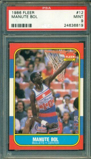 Manute Bol 1986 Fleer Basketball 12 Psa 9 - Pack Fresh / Centered