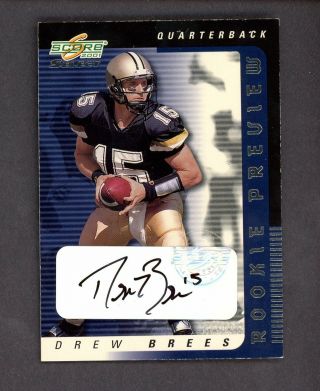 2001 Score Select Rookie Preview Drew Brees Chargers Rc Rookie Auto