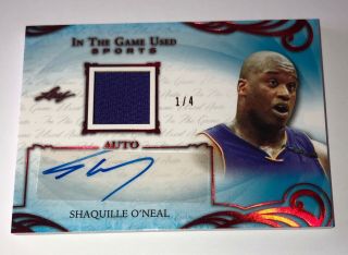 2019 Leaf Itg Game Shaquille O’neal Auto Game Jersey Card D 1/4