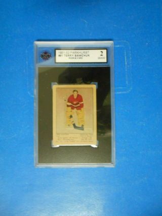 1951 - 52 Parkhurst 61 Terry Sawchuk Nhl Hockey Rookie Card - Red Wings - Ksa 2 Good