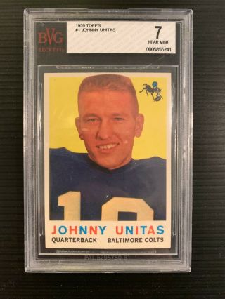 1959 Topps 1 Johnny Unitas Baltimore Colts Football Card Beckett Nm 7