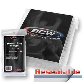 1 Pack Of 100 Bcw Team Set Bags Resealable Card Sleeves Holders