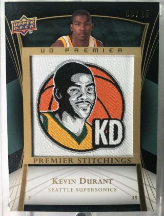 2007 - 08 Ud Premier Stitchings Kevin Durant Kid 6/25 Sp Supersonics/warriors