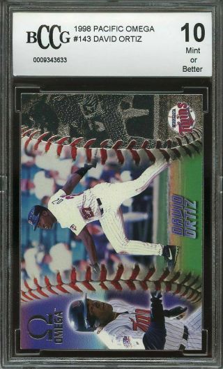 1998 Pacific Omega 143 David Ortiz Boston Red Sox Rookie Card Bgs Bccg 10