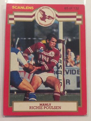 1986 Scanlens Nrl Football Card - Richie Poulsen 65 Manly Sea Eagles