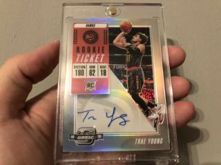 Trae Young Rookie Ticket Auto 124 Silver 2018 - 19 Panini Contenders Optic