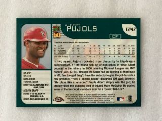 2001 Topps Chrome Traded Albert Pujols St.  Louis Cardinals T247 Rookie Card HOF 2