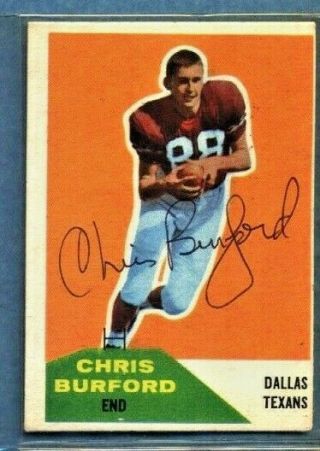 Chris Burford Autographed 1960 Fleer - - Dallas Texans