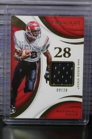 2018 Immaculate Collegiate Marshall Faulk Game Jersey Relic 08/28 Ech