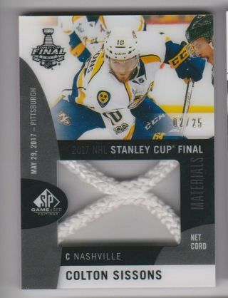 17 - 18 Ud Sp Game Nhl Stanley Cup Final Material Net Cord /25 Colton Sissons