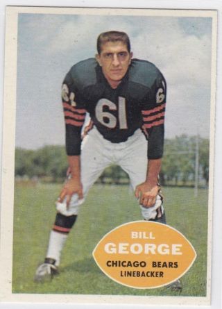 1960 Topps Football Bill George 18 Bears Nrmt/nmmt 61484