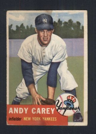 1953 Topps 188 Andy Carey Vg/vgex Rc Rookie Yankees 87310