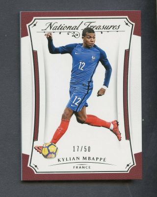 2018 National Treasures Soccer Kylian Mbappe France Rc Rookie 17/50