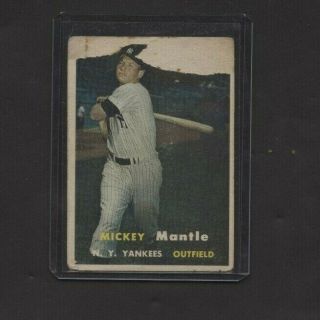 1957 Topps Baseball Mickey Mantle 95 Yankees See Pic Poor Shape
