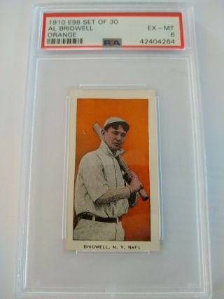 1910 E98 Set Of 30 Al Bridwell Orange Psa Dna Graded Ex - Mt 6 Baseball Card