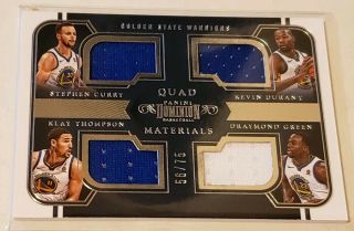 2017 Panini Dominion Game Worn Quad Jersey Curry/durant/green/thompson 56/75