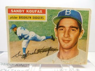 Sandy Koufax 1956 Topps Baseball Card 79 Brooklyn Dodgers Gd - Vg Check Pics