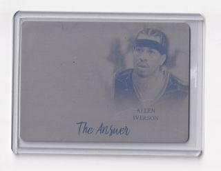Allen Iverson 2018 Leaf In The Game Black Print Plate 1/1