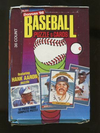 1986 Donruss Baseball Wax Pack Box W/ 36 Packs