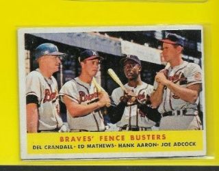 1958 Topps Braves Fence Busters Hank Aaron Eddie Mathews 351 