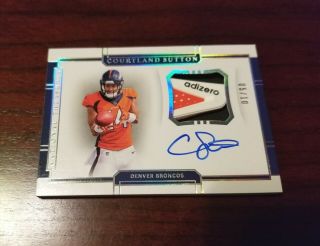 Courtland Sutton Broncos National Treasures Rpa Jersey Patch Gloves Logo Auto/10