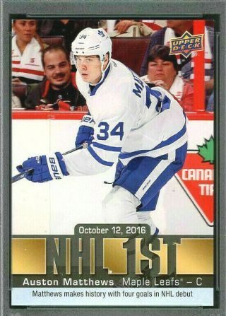 2016 - 17 Ud Nhl Firsts Achievement Auston Matthews Rookie E - Pack Exclusives