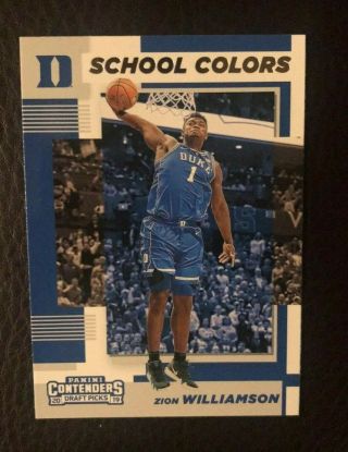 2019 - 20 Panini Contenders Draft Zion Williamson School Colors Insert Duke