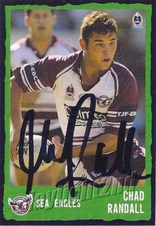 ✺signed✺ 2004 Manly Sea Eagles Nrl Card Chad Randall Daily Telegraph