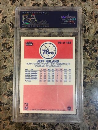 1986 Fleer Basketball Jeff Rutland 96 PSA 10 GEM 2
