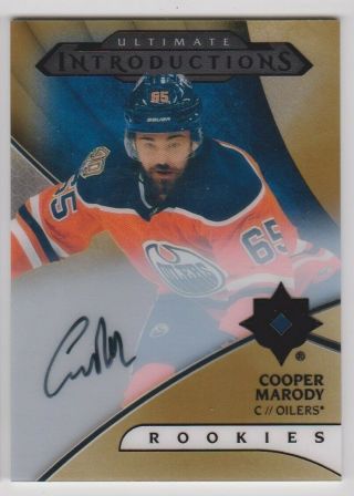 18 - 19 Ud Ultimate Introductions Rookie Gold Auto 4 Oilers - Cooper Marody