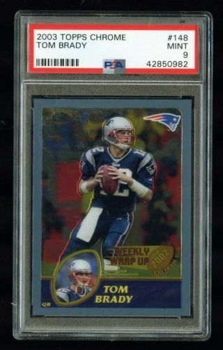 2003 Topps Chrome Tom Brady Football Card 148 Psa 9 Patriots