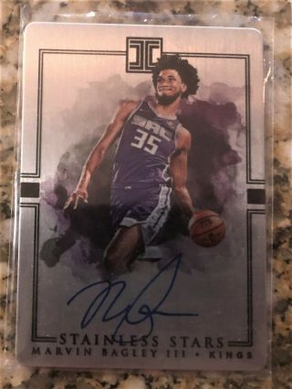 2018 - 19 Impeccable Marvin Bagley Iii Stainless Stars Metal Rookie Auto D 94/99