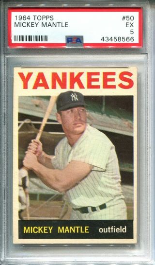 1964 Topps 50 Mickey Mantle Psa 5 Centered