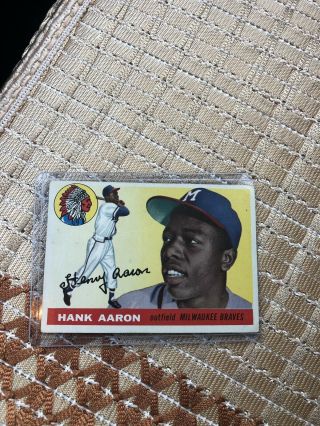 1955 Topps Hank Aaron Milwaukee Braves 47 Baseball Card
