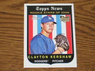2008 Topps Heritage Clayton Kershaw Rc Rookie Black Back Sp 595 Dodgers