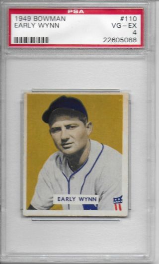 1949 Bowman 110 Early Wynn (hof) Psa 4 Vg - Ex,