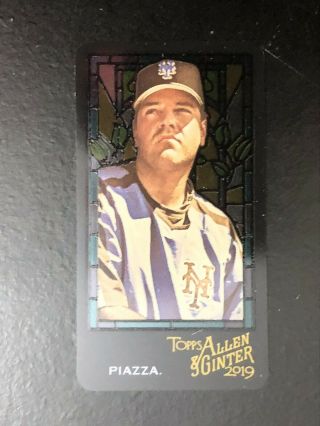 2019 Topps Allen & Ginter Mike Piazza Mini Extended Stained Glass Mets 384