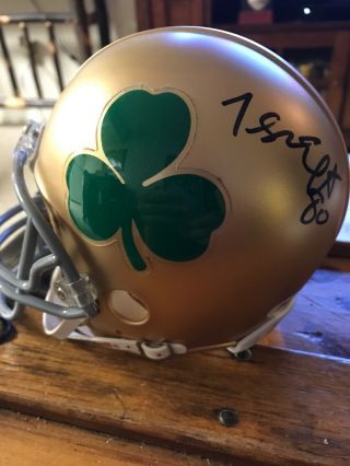 Tyler Eifert Psa/dna Signed Notre Dame Irish Shamrock Logo Mini Helmet Bengals