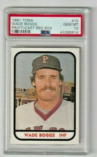 1981 Wade Boggs Tcma Pawtucket Red Sox Minor League Rookie Card Gem Psa 10