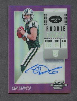 2018 Contenders Optic Rookie Ticket Purple Sam Darnold Jets Rc Auto /49
