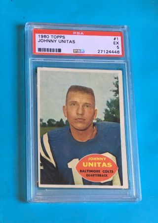 1960 Topps Football 1 Johnny Unitas Psa 5 Ex Baltimore Colts