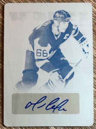 2017 - 18 Leaf Hockey Mario Lemieux 1990 Black Printing Plate 1/1 Autograph Auto