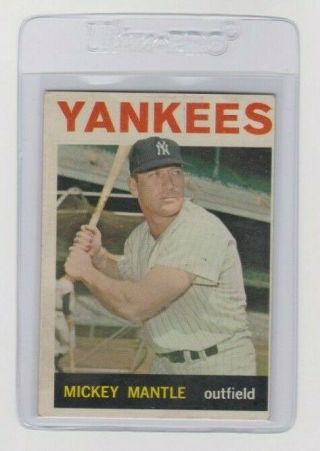 1964 Topps 50 Mickey Mantle Hof Yankees Crease - Ex,