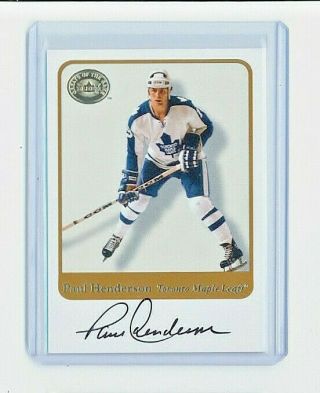 2001 - 02 Fleer Greats Of The Game Paul Henderson 42 Sp Autograph Maple Leafs