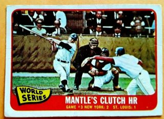 1965 Topps Baseball Card Mickey Mantle 134 Yankees 1964 World Series Game 3