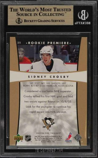 2005 Upper Deck Trilogy Sidney Crosby ROOKIE RC /999 211 BGS 9.  5 GEM MT (PWCC) 2