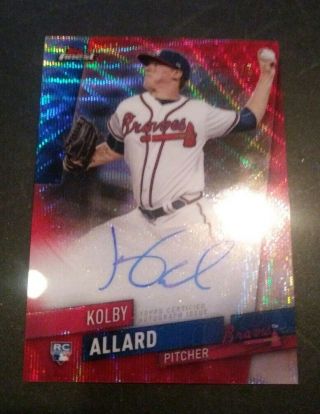 2019 Topps Finest Red Wave Refractor Auto Kolby Allard Braves Rc D 3/5.