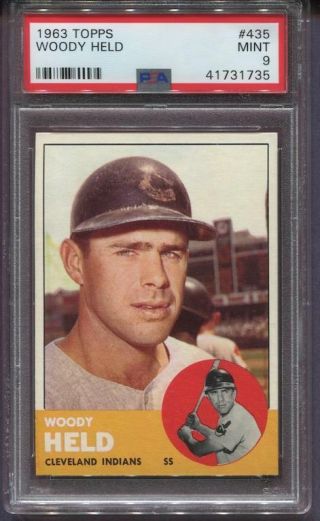 1963 Topps Woody Held 435 - Cleveland Indians - Psa 9