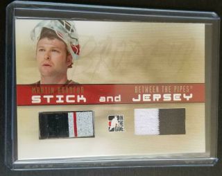 2006 - 07 Itg Between The Pipes Martin Brodeur Game Stick & Jersey Sp Ve859
