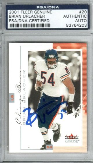 2001 Brian Urlacher Autographed Signed Fleer Card Chicago Bears Psa